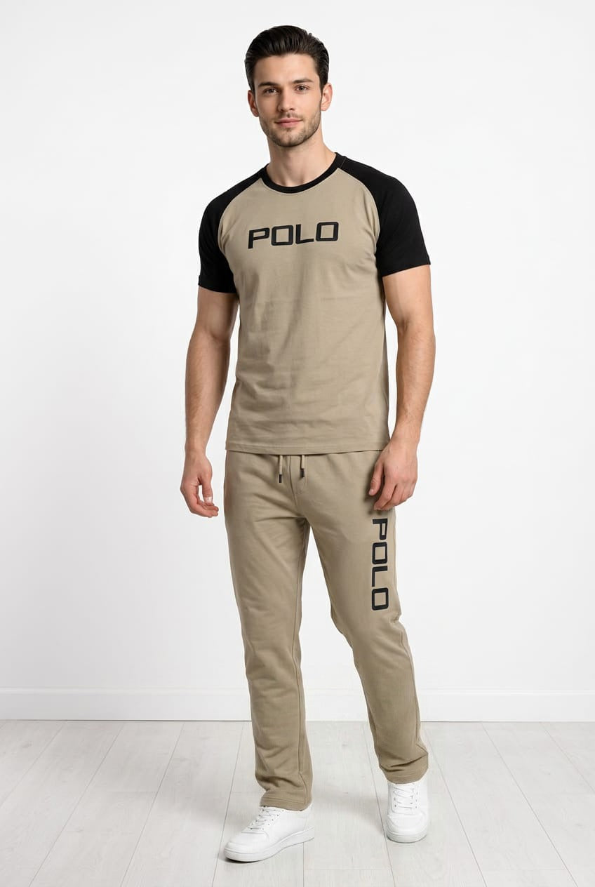 Beige Polo Active Casual Set