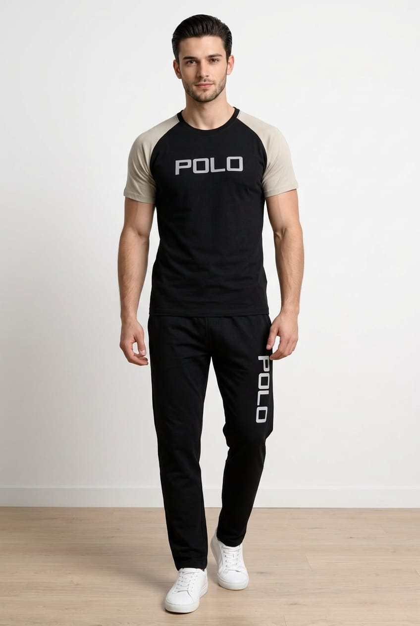 Charcoal Black Polo Active Casual Set