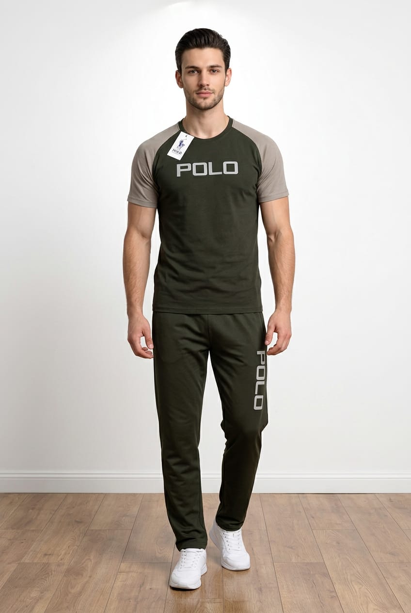 Olive Green Polo Active Casual Set