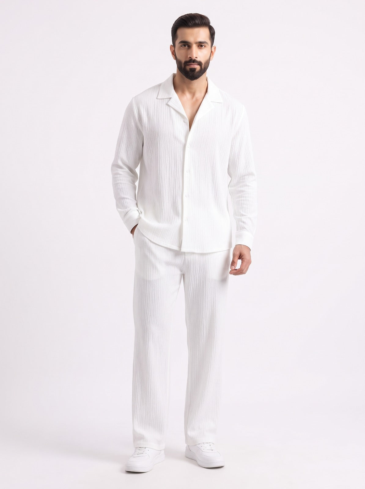Imported texture Co-Ord Set white
