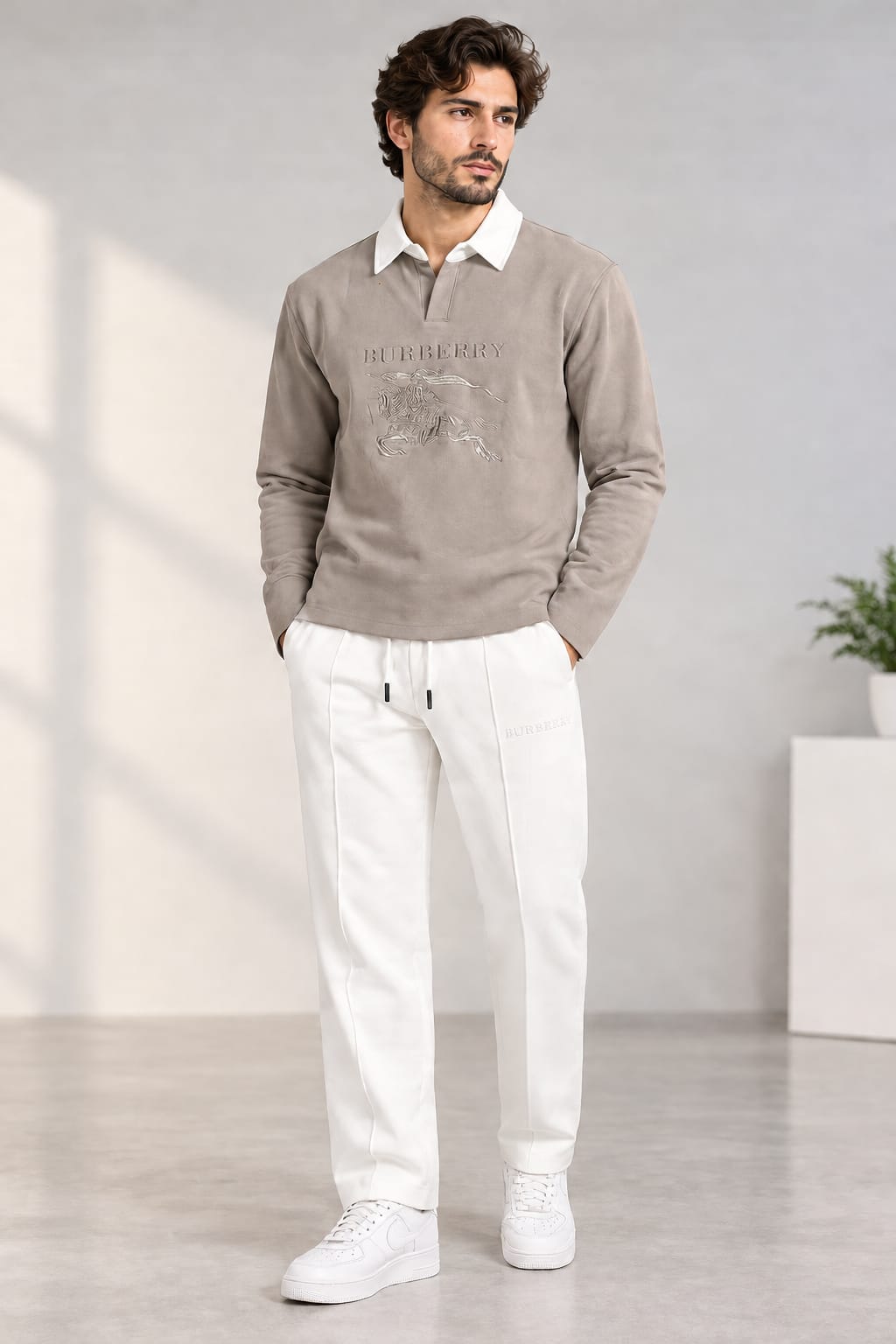 Men’s Premium Embroidered Sweatshirt & Straight-Fit Trouser Set