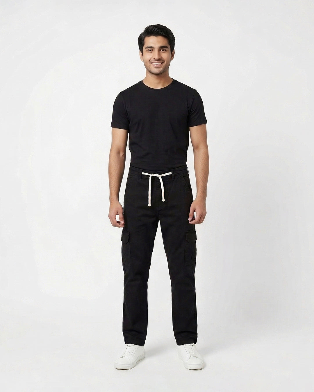 6 Pockets Baggy Style Black Cargo